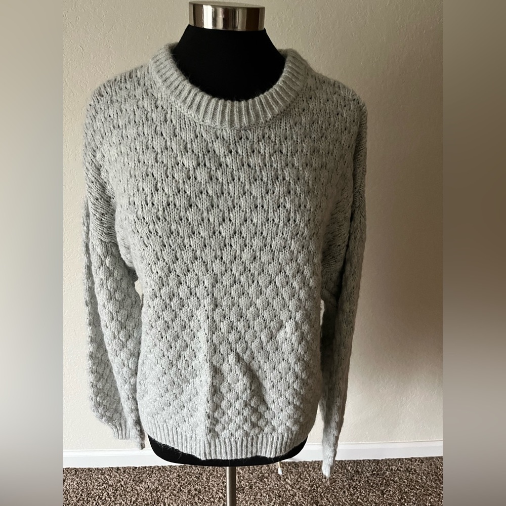 New day Sweater, gray, long sleeves, like new worn only once.